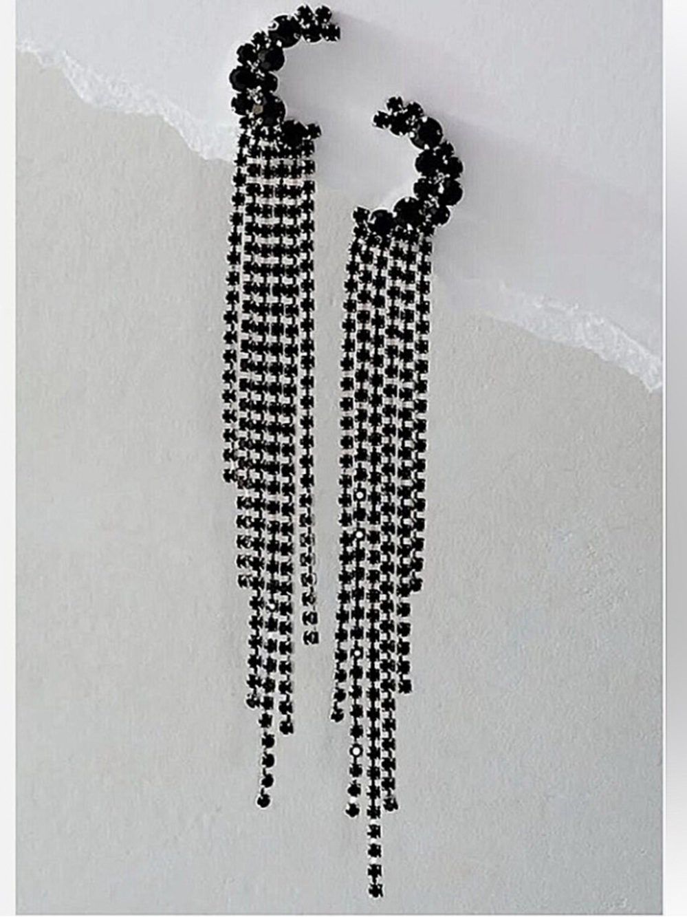NWT Free People You Make Me Feel Like Dancing Moon Dangle Earrings Silver Black
